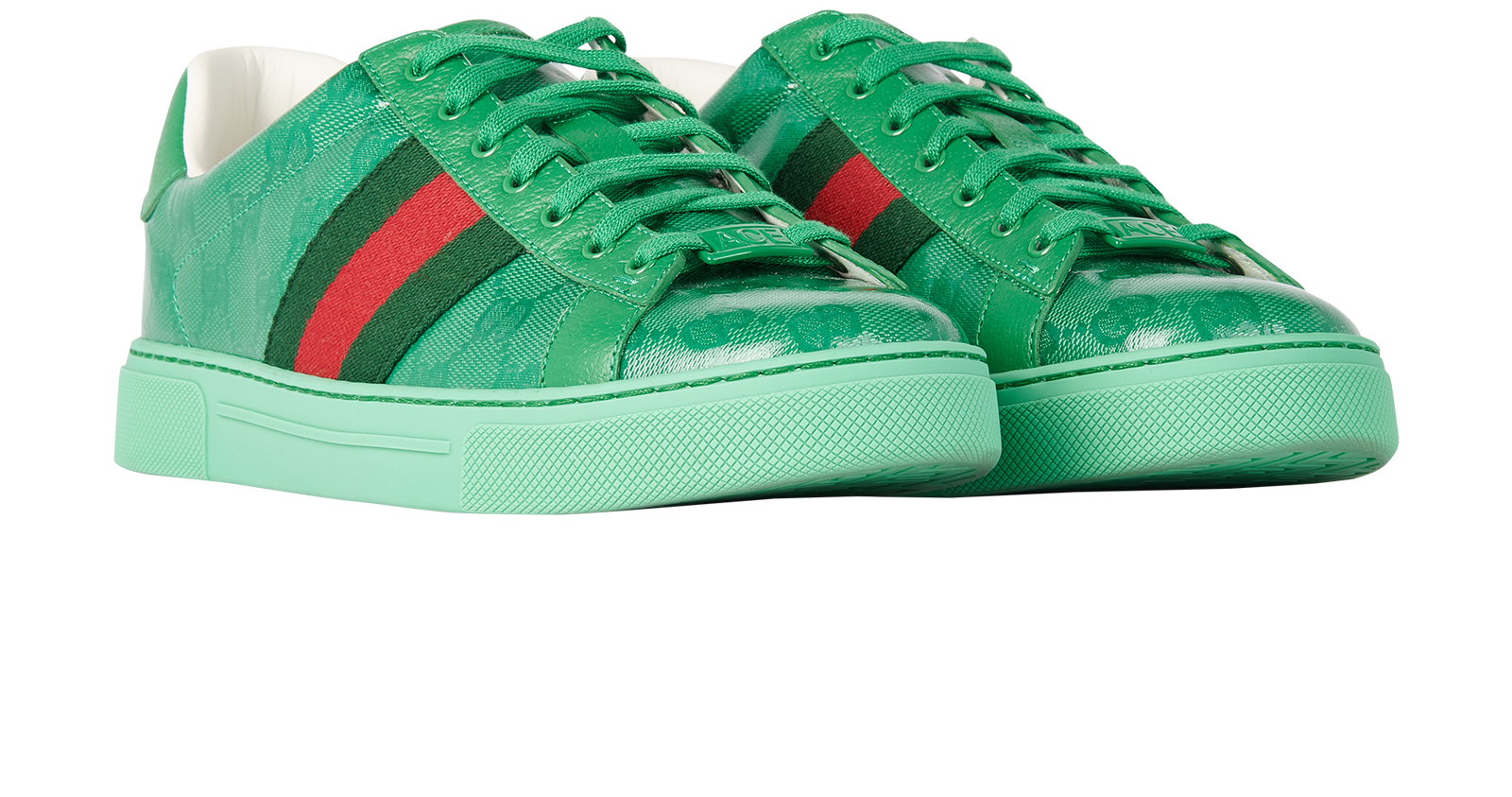 Gucci GG Ace Trainers, &pound;220, Shoes, Green, Canvas, Side view
