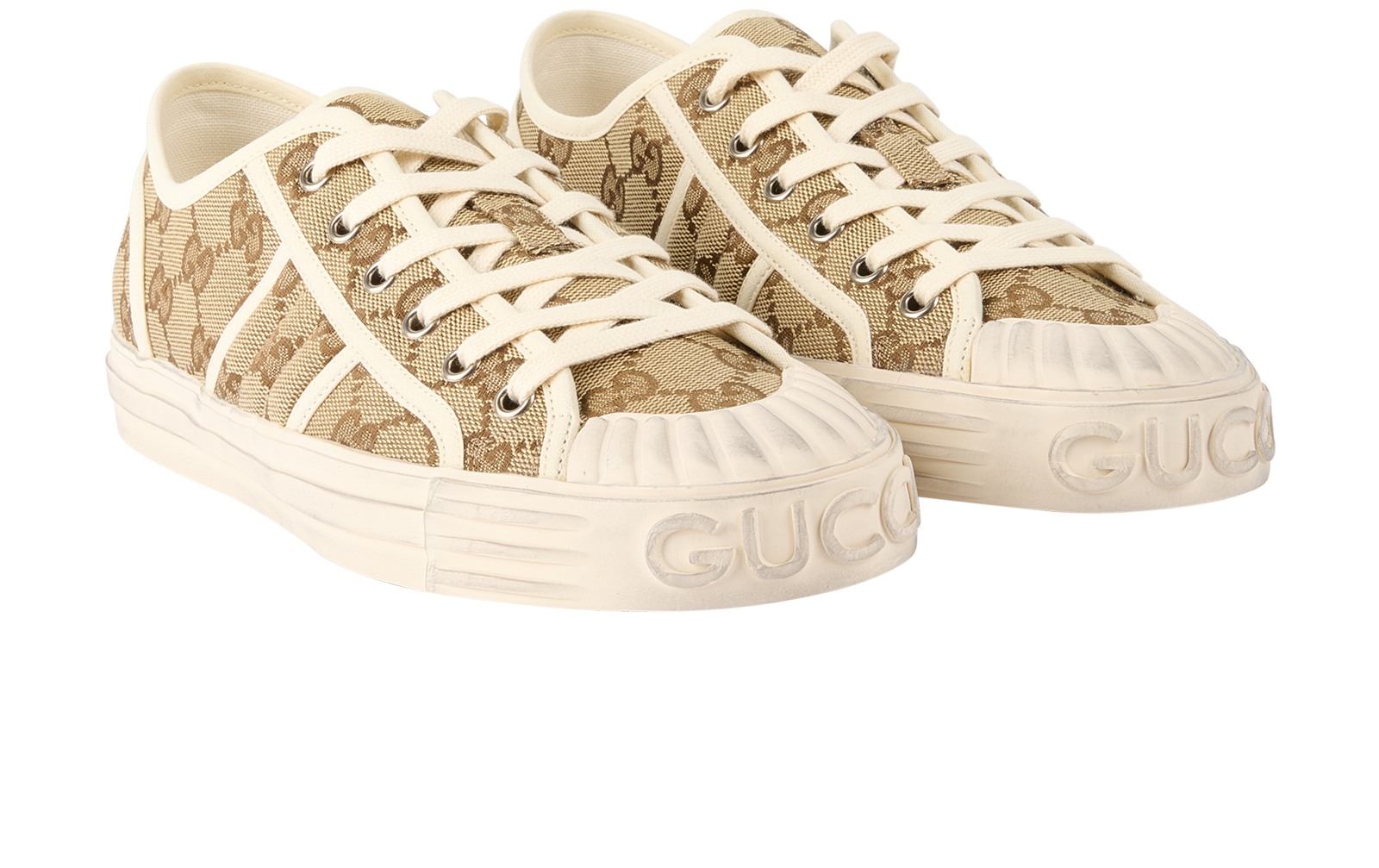 Gucci GG Julio Trainers, &pound;350, Shoes, Beige, Canvas, Side view
