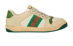 Gucci Screener Trainers, Leather, Beige/Green, UK3, B/DB, 3*