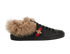 Gucci New Ace Low Fur Bee Trainers, &pound;320, Shoes, Black, Leather, Front view