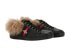 Gucci New Ace Low Fur Bee Trainers, &pound;320, Shoes, Black, Leather, Side view