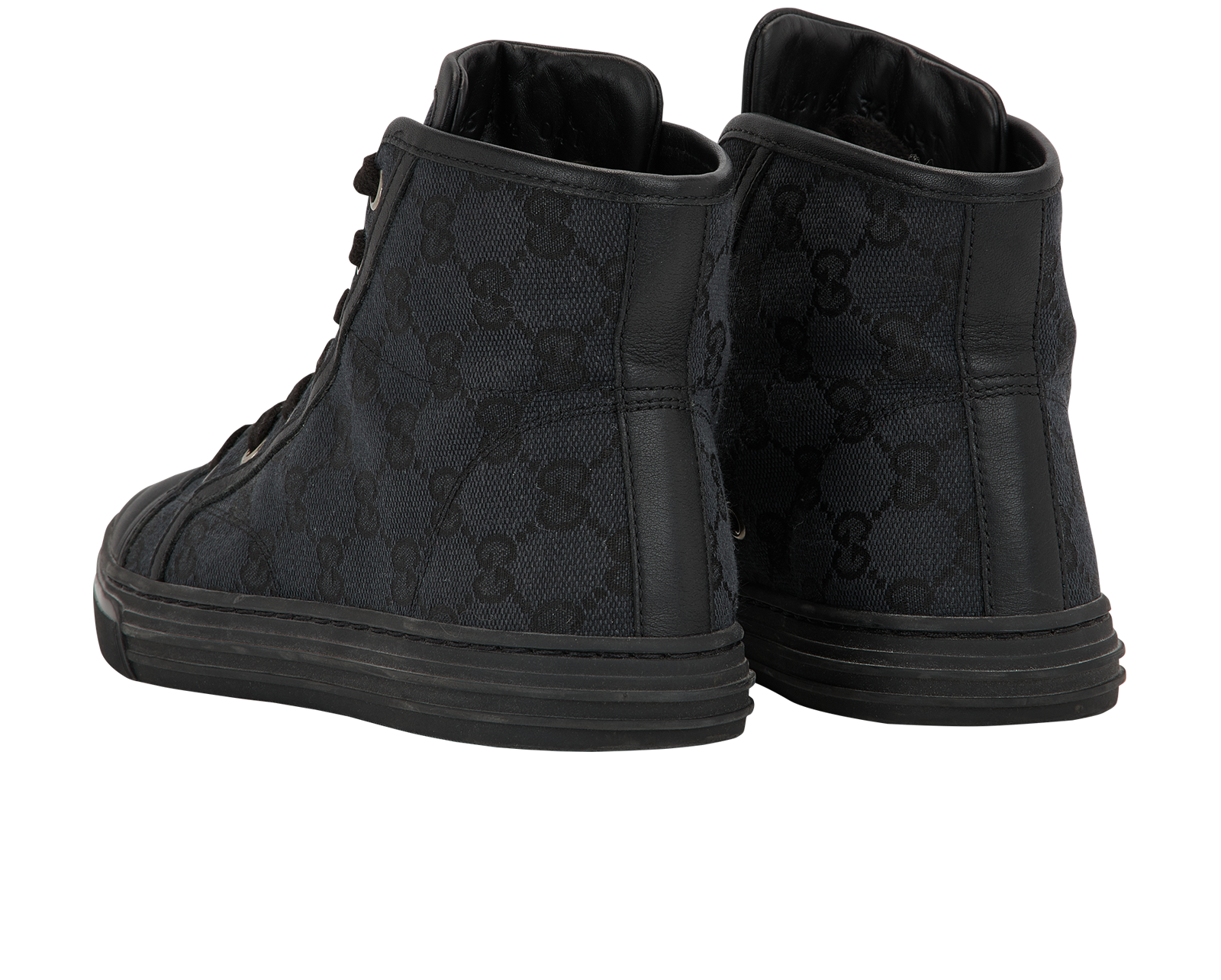 Gucci GG High Top Trainers, &pound;150, Shoes, Black, Coated Canvas, Back view