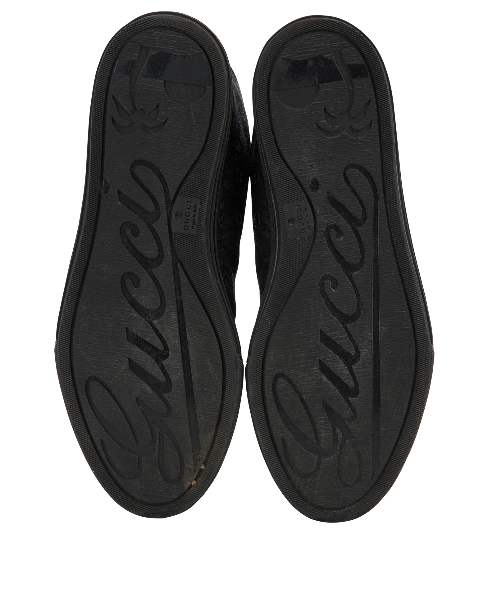 Gucci GG High Top Trainers, &pound;150, Shoes, Black, Coated Canvas, Top view