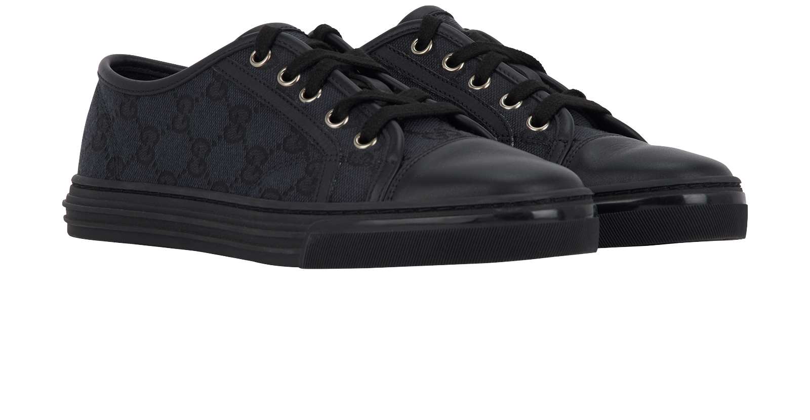 Gucci GG Miro Soft, &pound;275, Shoes, Black, Canvas/Leather, Side view