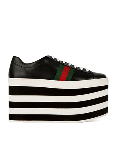 Gucci Black Leather Peggy Platform Sneakers, front view