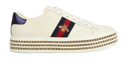 Gucci Ace Crystal Embellished Trainers, front view