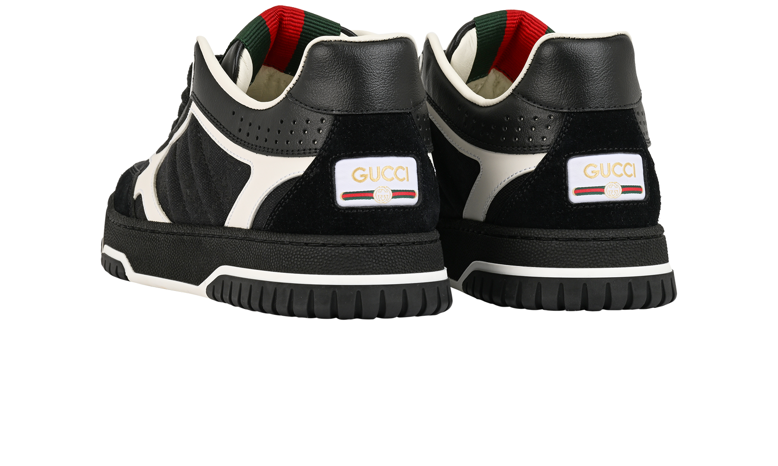 Gucci Re-Web Trainers, &pound;320, Shoes, Black/White, Canvas, Back view