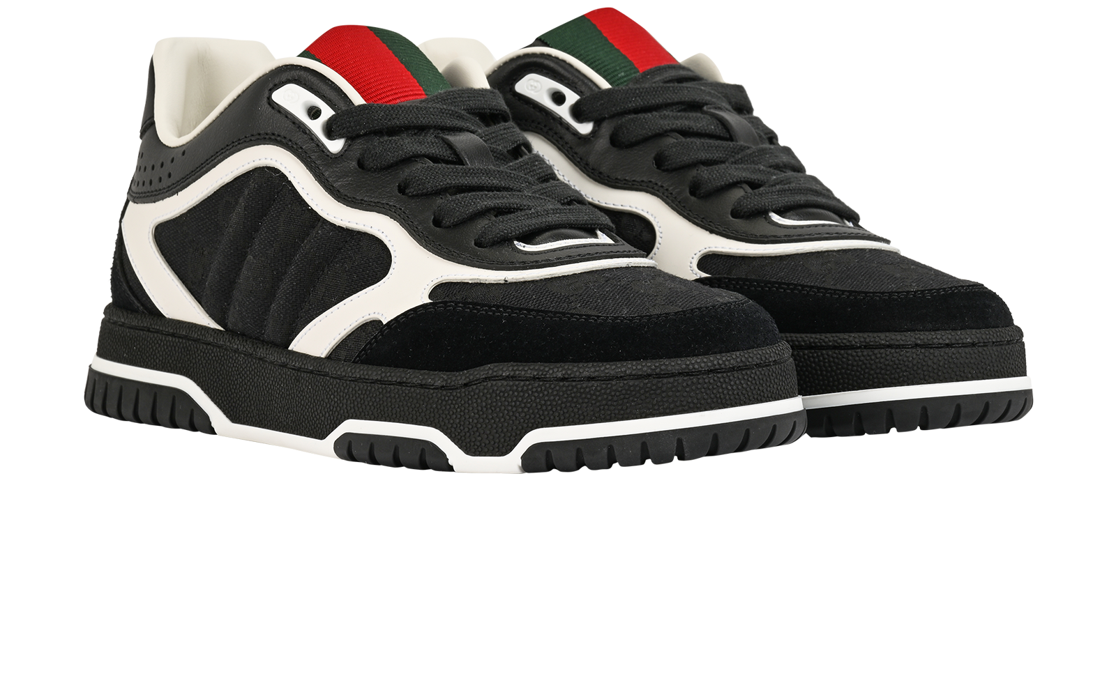 Gucci Re-Web Trainers, &pound;320, Shoes, Black/White, Canvas, Side view
