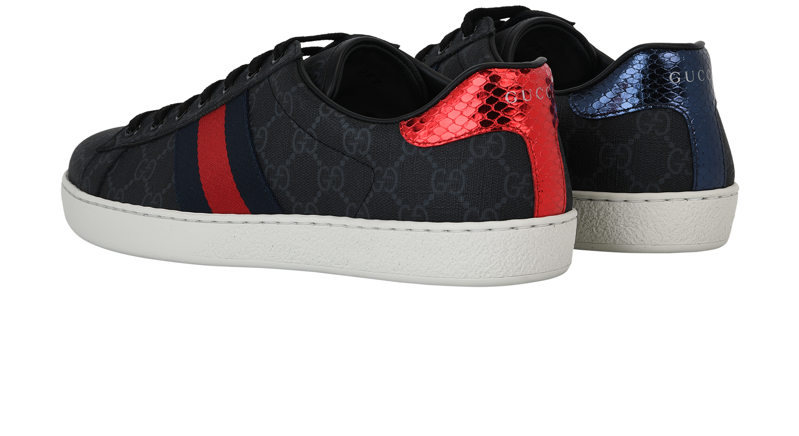 Gucci GG Ace Trainers, &pound;310, Shoes, Black/Red/White, Canvas, Back view