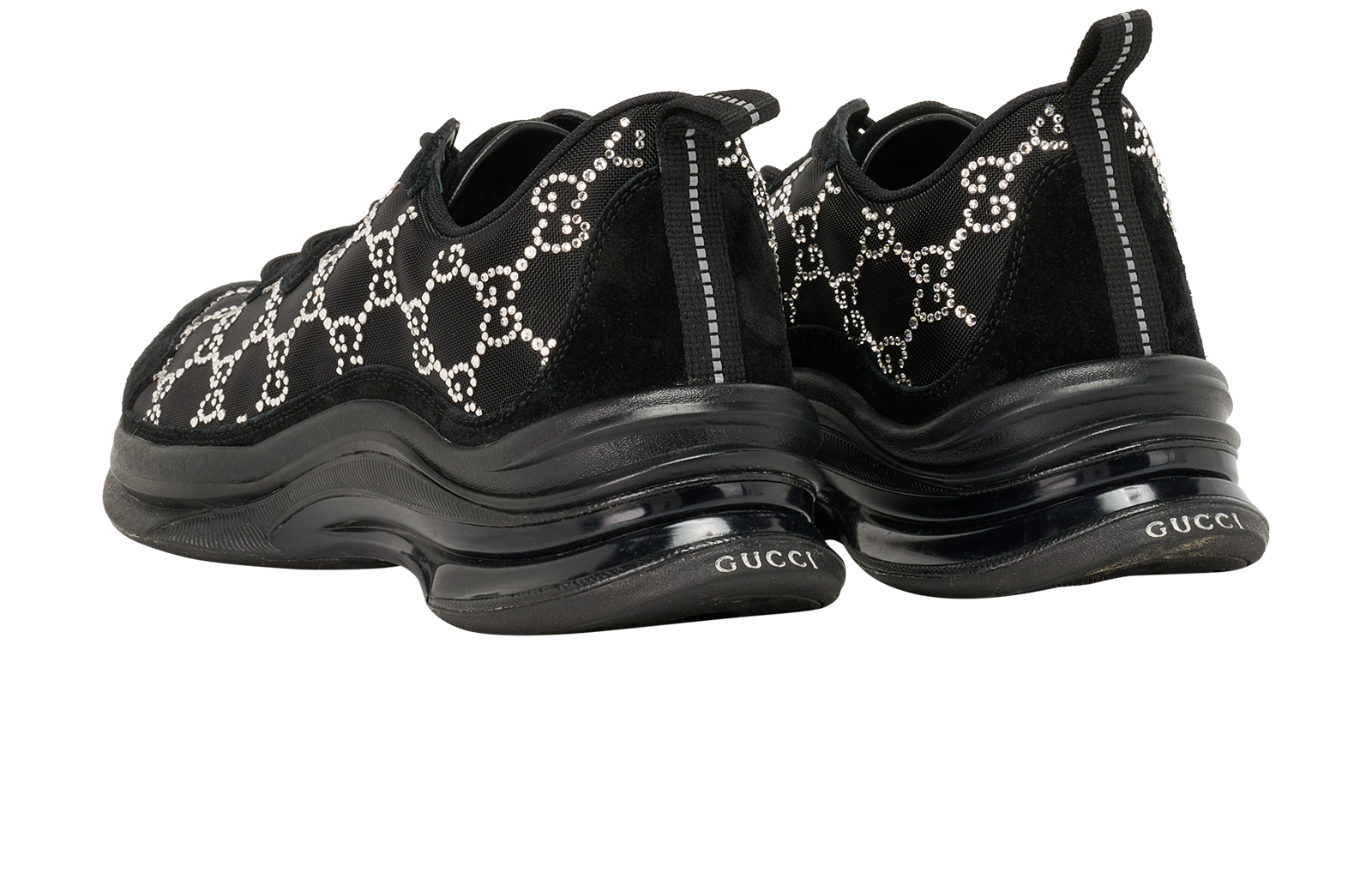 Gucci GG Trainers, &pound;450, Shoes, Black, Fabric, Back view