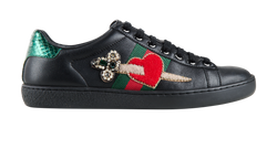 Gucci Heart Dagger Ace Trainers, Leather, Black, UK3, 3*