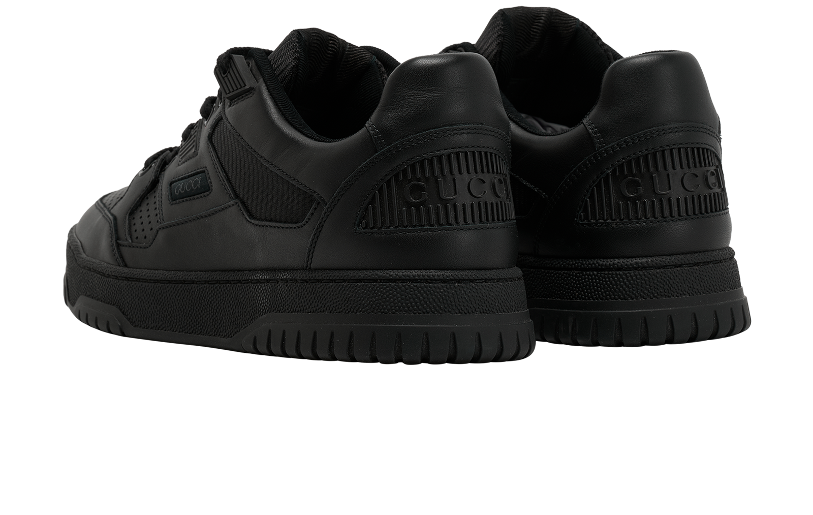 Gucci Miro Soft Trainers, &pound;350, Shoes, Black, Fabric/Leather, Back view