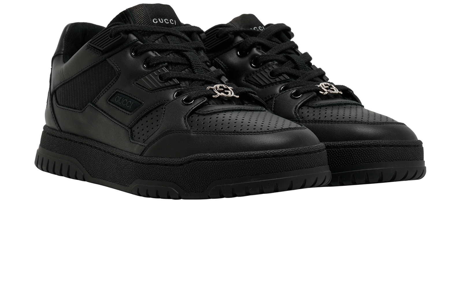 Gucci Miro Soft Trainers, &pound;350, Shoes, Black, Fabric/Leather, Side view