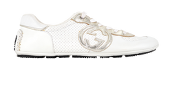 Gucci Interlocking G Trainers, Leather, White/Silver, UK 3.5, 2*