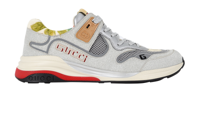 Gucci Glitter Trainers, £350, Shoes, Silver, Fabric, Front view
