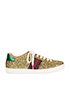 Gucci Ace Metallic Trimmed Glittered Leather Sneakers, front view
