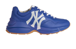 Gucci X NY Yankees Rhyton Trainers, Mens, Leather, Blue, UK7, B/DB, 3*
