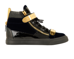 Giuseppe Zanotti Coby High Tops, Mens, Suede/Leather, Navy/Gold, UK5, 3*