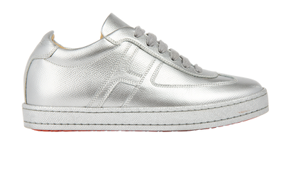 Hermès Boomerang Trainers, £280, Shoes, Silver, Leather, Front view