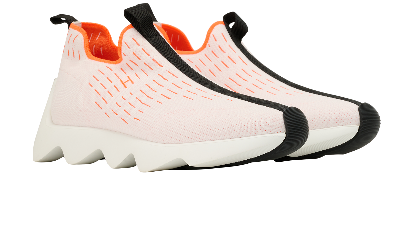 Hermes Eclair Trainers, &pound;450, Shoes, Black/Cream/Orange, Polyester Mix, Side view