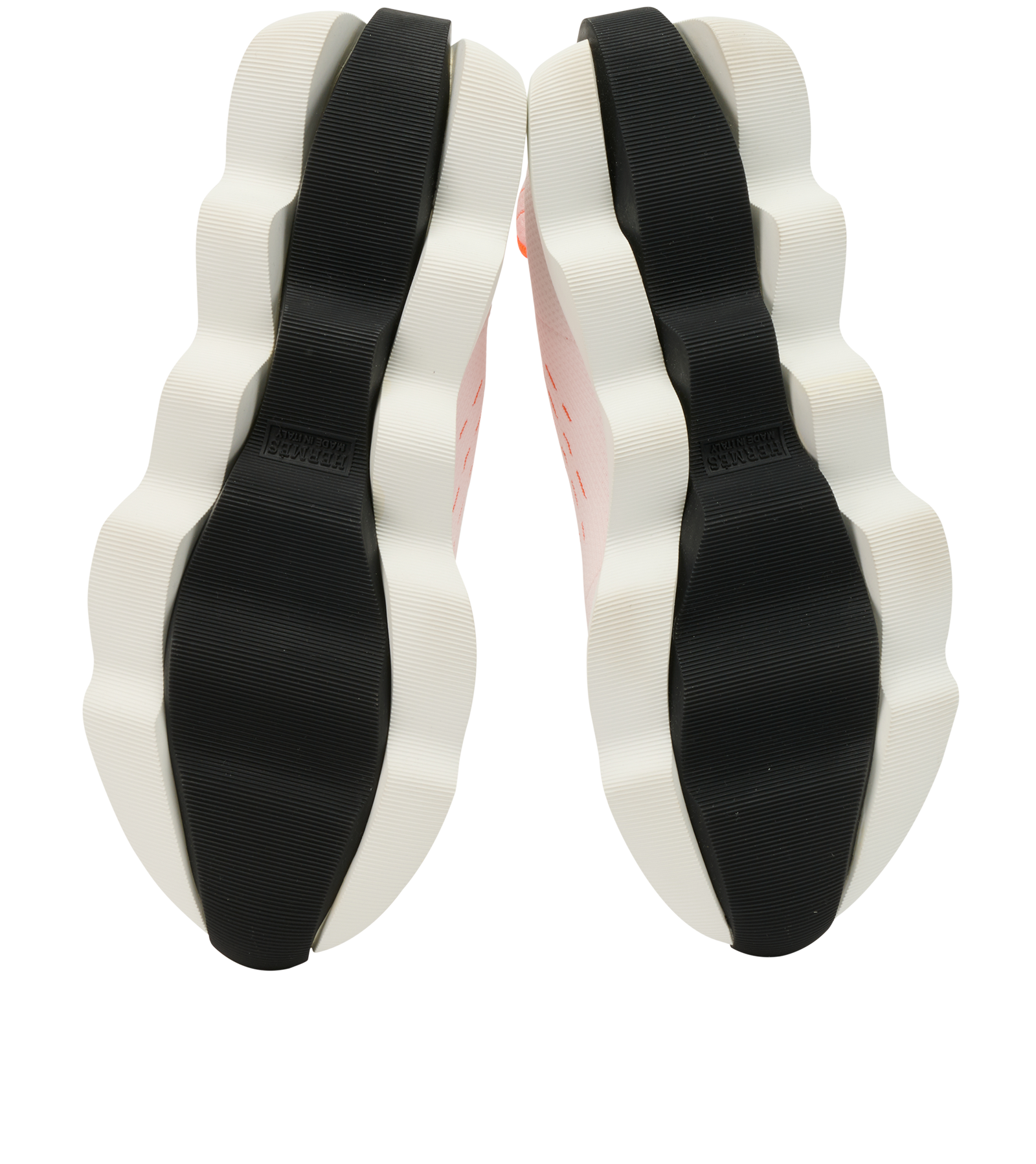 Hermes Eclair Trainers, &pound;450, Shoes, Black/Cream/Orange, Polyester Mix, Top view