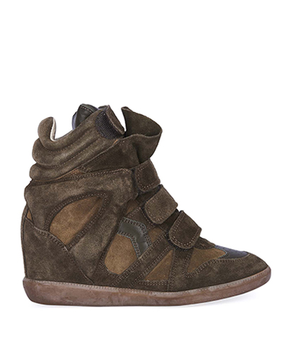 Isabel Marant Brown Bekett 90 Suede Wedge Sneakers, front view