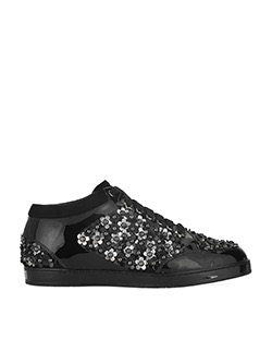 Jimmy Choo Flower Embroidered Trainers, Leather, Red/Black, 5.5, 1