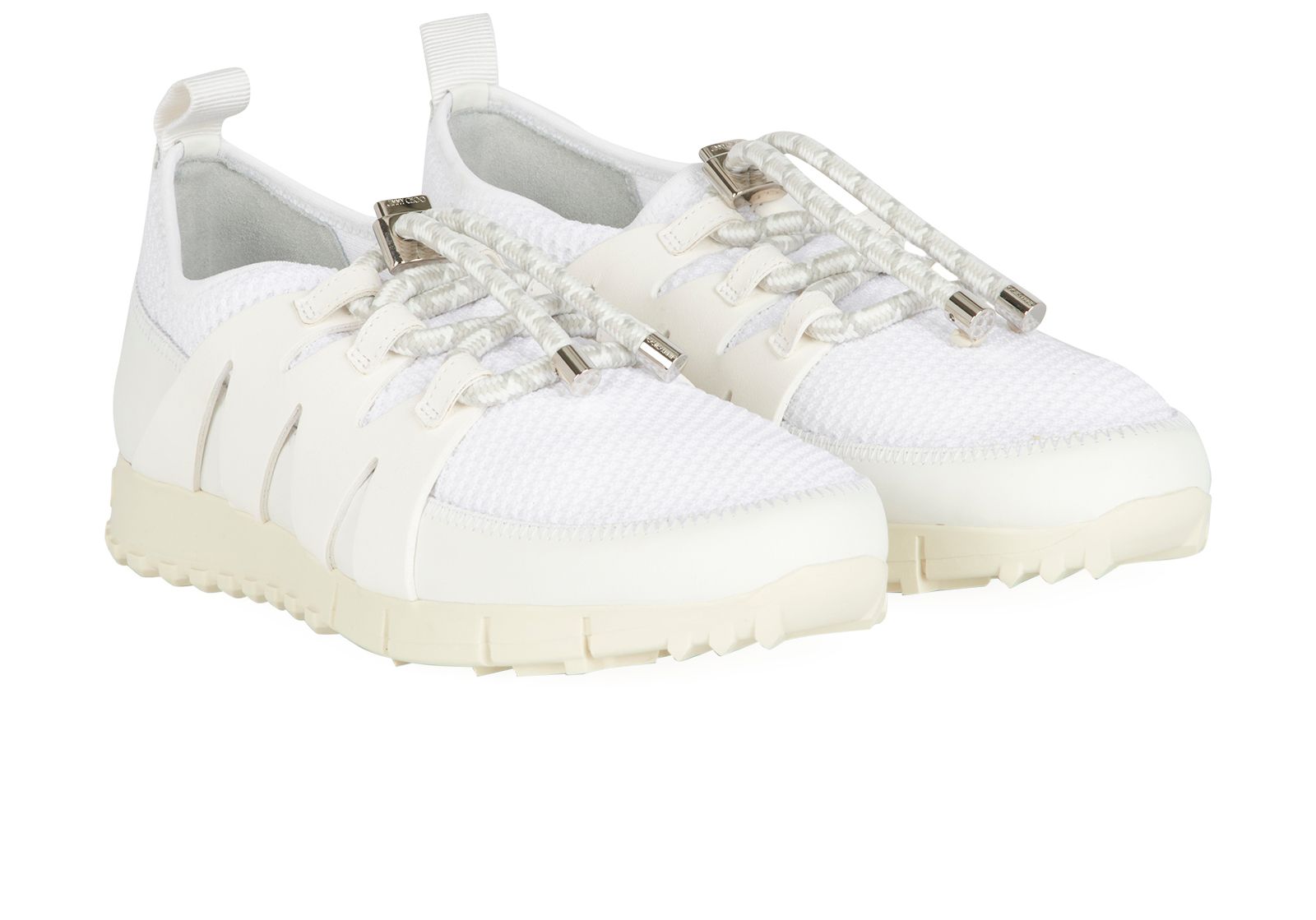 Jimmy Choo Trainers, &pound;180, Shoes, White, Fabric/Leather, Side view