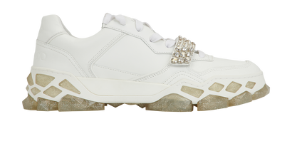 Jimmy Choo Diamond Strap Trainers, &pound;280, Shoes, White, Leather, Front view