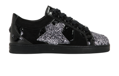 Jimmy Choo Star Glittered Trainers, &pound;110, Shoes, Black, Leather, Front view