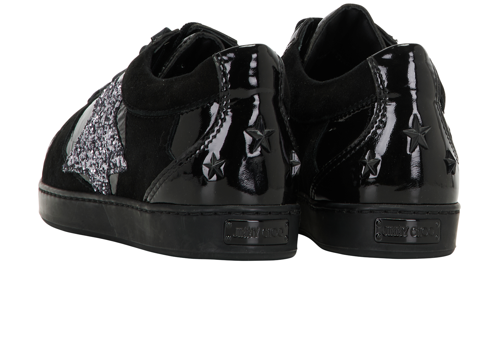 Jimmy Choo Star Glittered Trainers, &pound;110, Shoes, Black, Leather, Back view