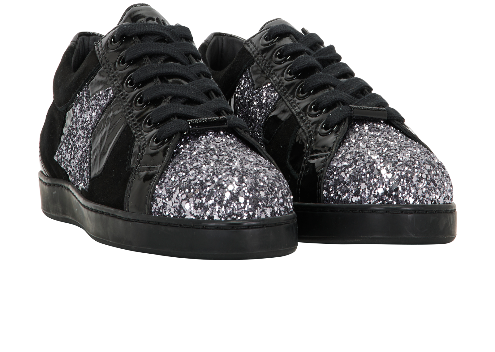 Jimmy Choo Star Glittered Trainers, &pound;110, Shoes, Black, Leather, Side view