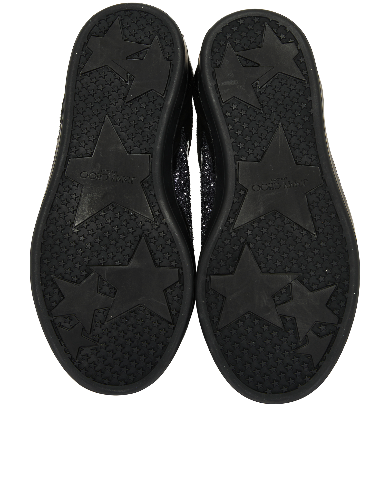 Jimmy Choo Star Glittered Trainers, &pound;110, Shoes, Black, Leather, Top view