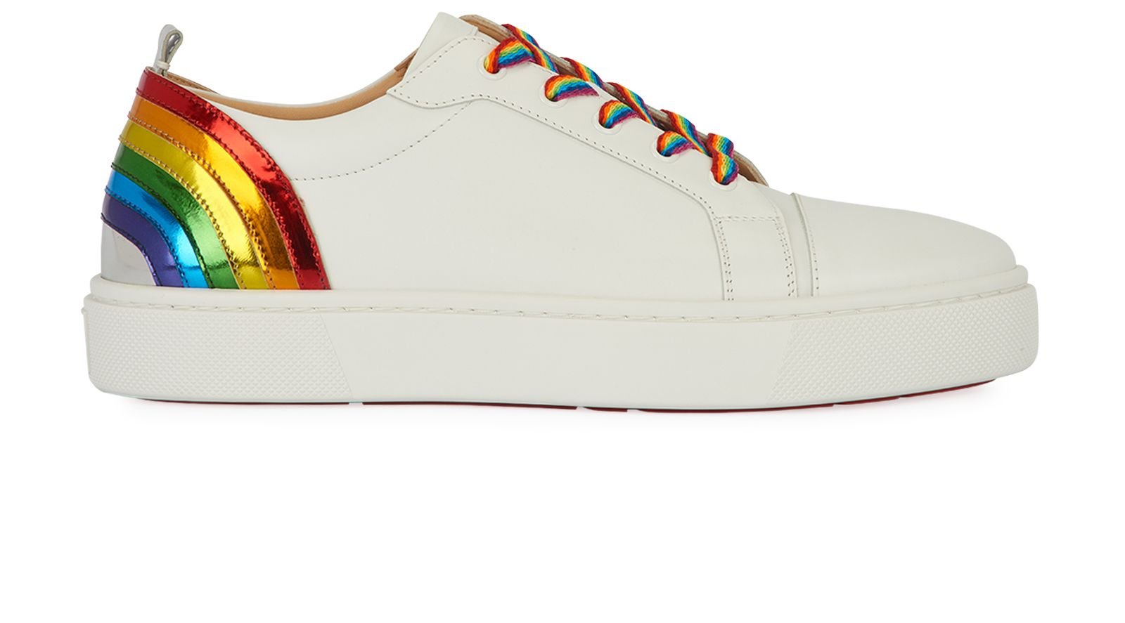 Christian Louboutin White Leather Arkenspeed Rainbow Sneakers Size