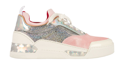 Christian Louboutin Aurelien Pink Lame Trainers, £250, Shoes, Pink/Silver, Fabric/Leather/Rubber, Front view