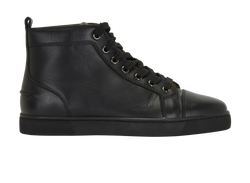 Christian Louboutin High Top Sneakers, Leather, Black, UK6, DB, 2*