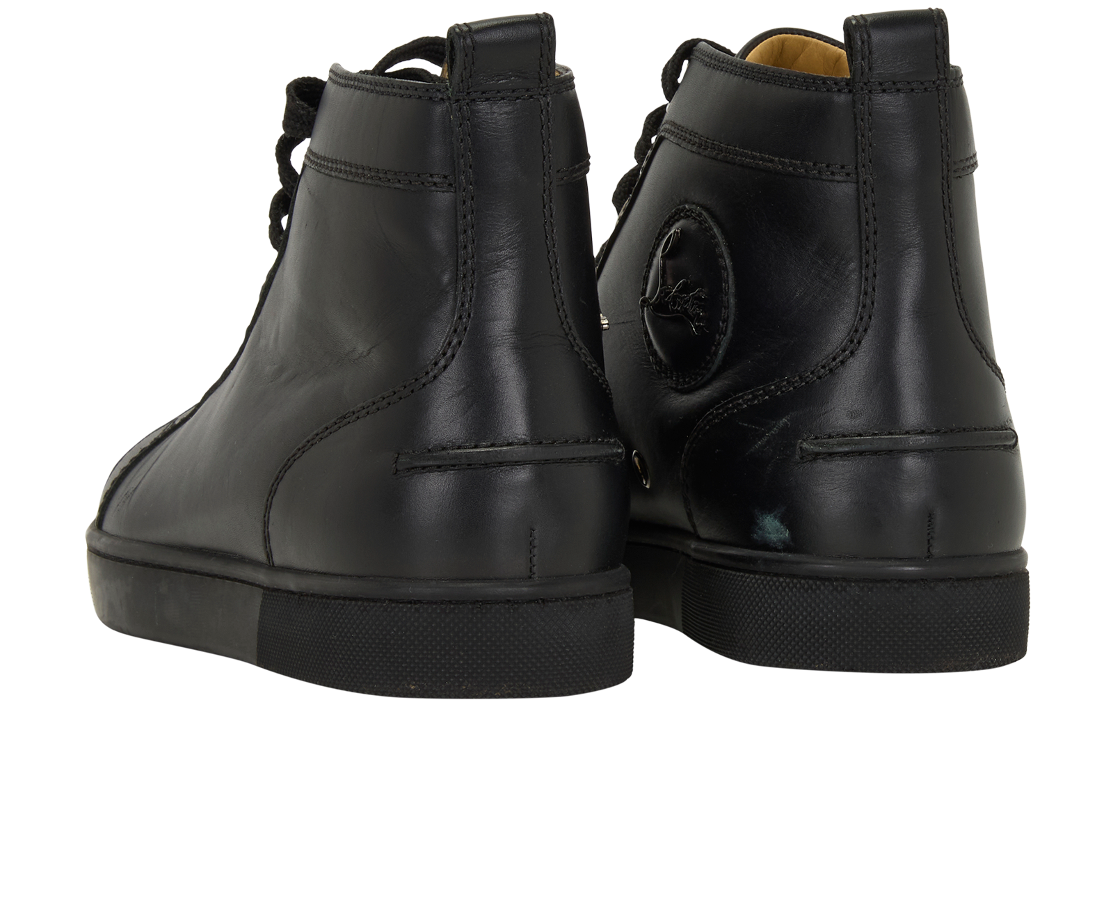 Christian Louboutin High Top Sneakers, &pound;220, Shoes, Black, Leather, Back view