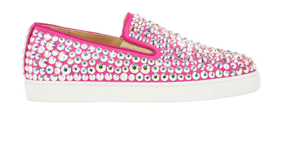 Christian Louboutin Crystal Spike Trainers, &pound;295, Shoes, Pink, Fabric, Front view