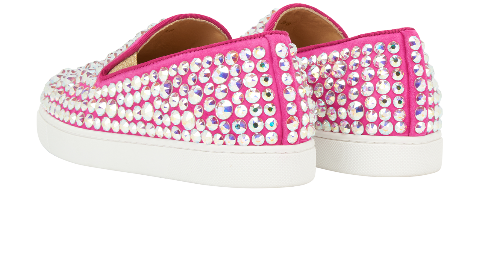 Christian Louboutin Crystal Spike Trainers, &pound;295, Shoes, Pink, Fabric, Back view