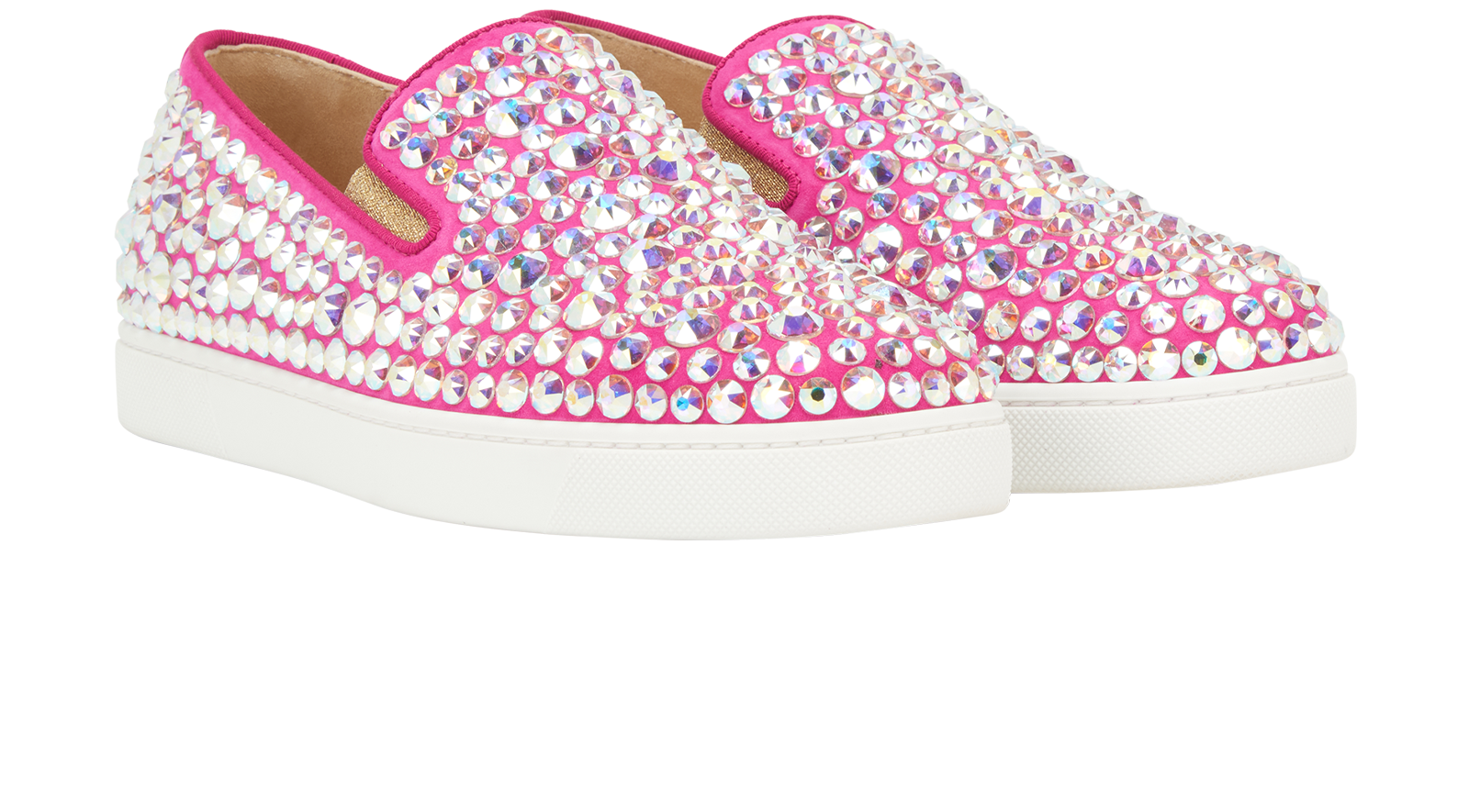 Christian Louboutin Crystal Spike Trainers, &pound;295, Shoes, Pink, Fabric, Side view