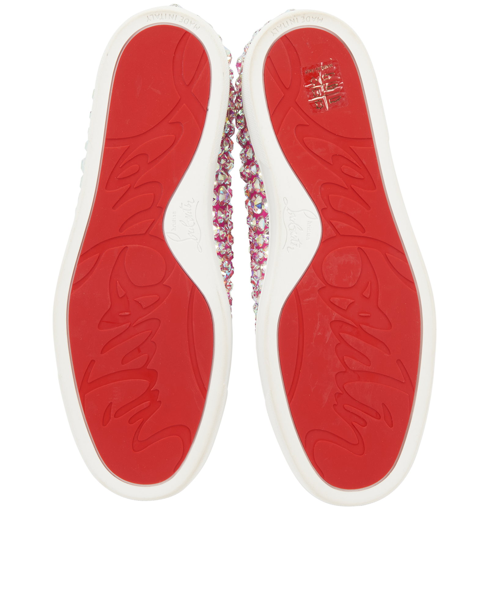 Christian Louboutin Crystal Spike Trainers, &pound;295, Shoes, Pink, Fabric, Top view