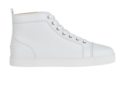 Christian Louboutin Louis High Top,Mens,Leather, White,UK9.5, DB/B, 3*