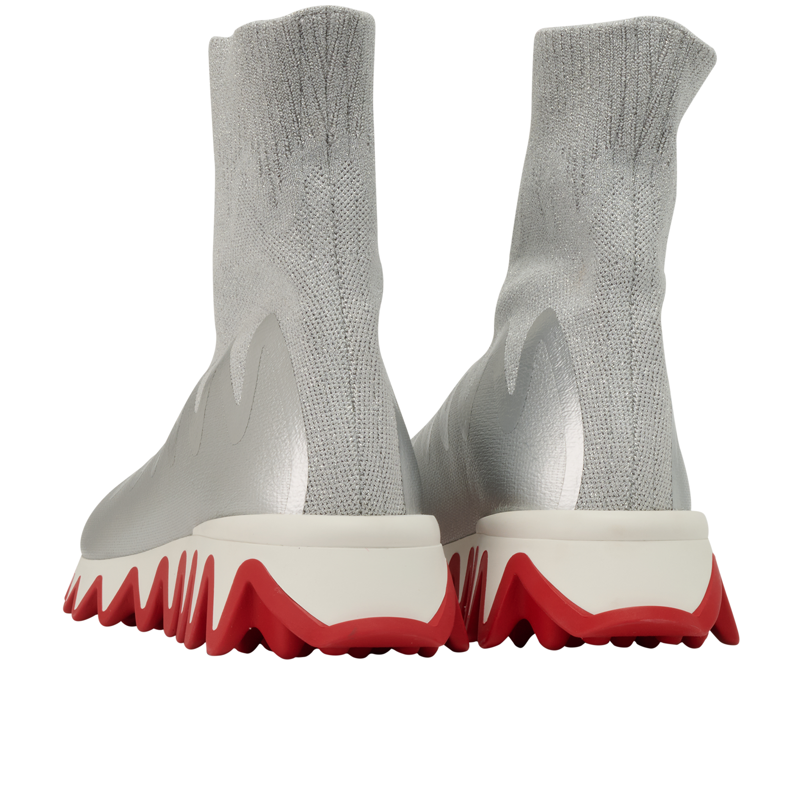 Christian Louboutin Sharky Sock Trainers, &pound;420, Shoes, Silver, Fabric, Back view
