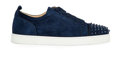 Christian Louboutin Louis Junior Spikes Sneaker, £350, Shoes, Blue, Suede, Front view