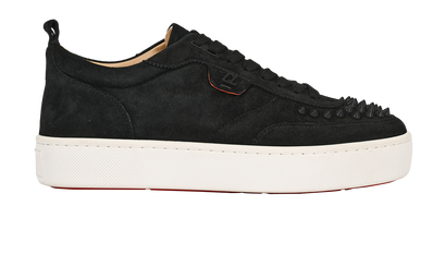 Christian Louboutin HappyRui Spikes Trainers, &pound;350, Shoes, Black, Suede, Front view