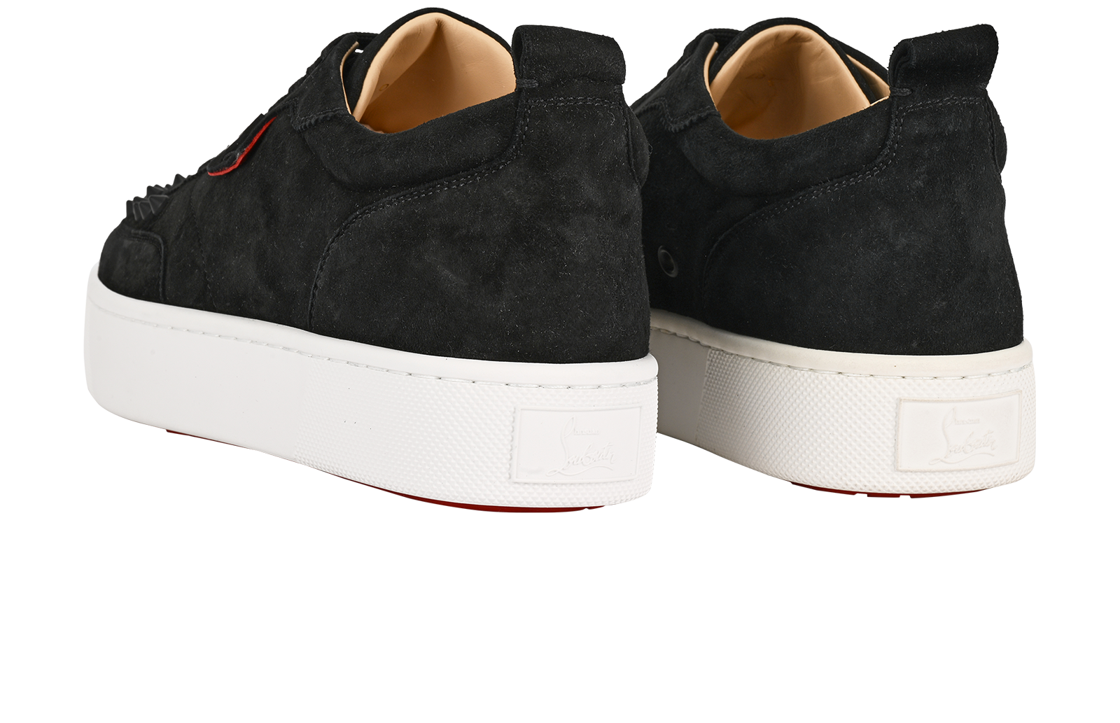 Christian Louboutin HappyRui Spikes Trainers, &pound;350, Shoes, Black, Suede, Back view