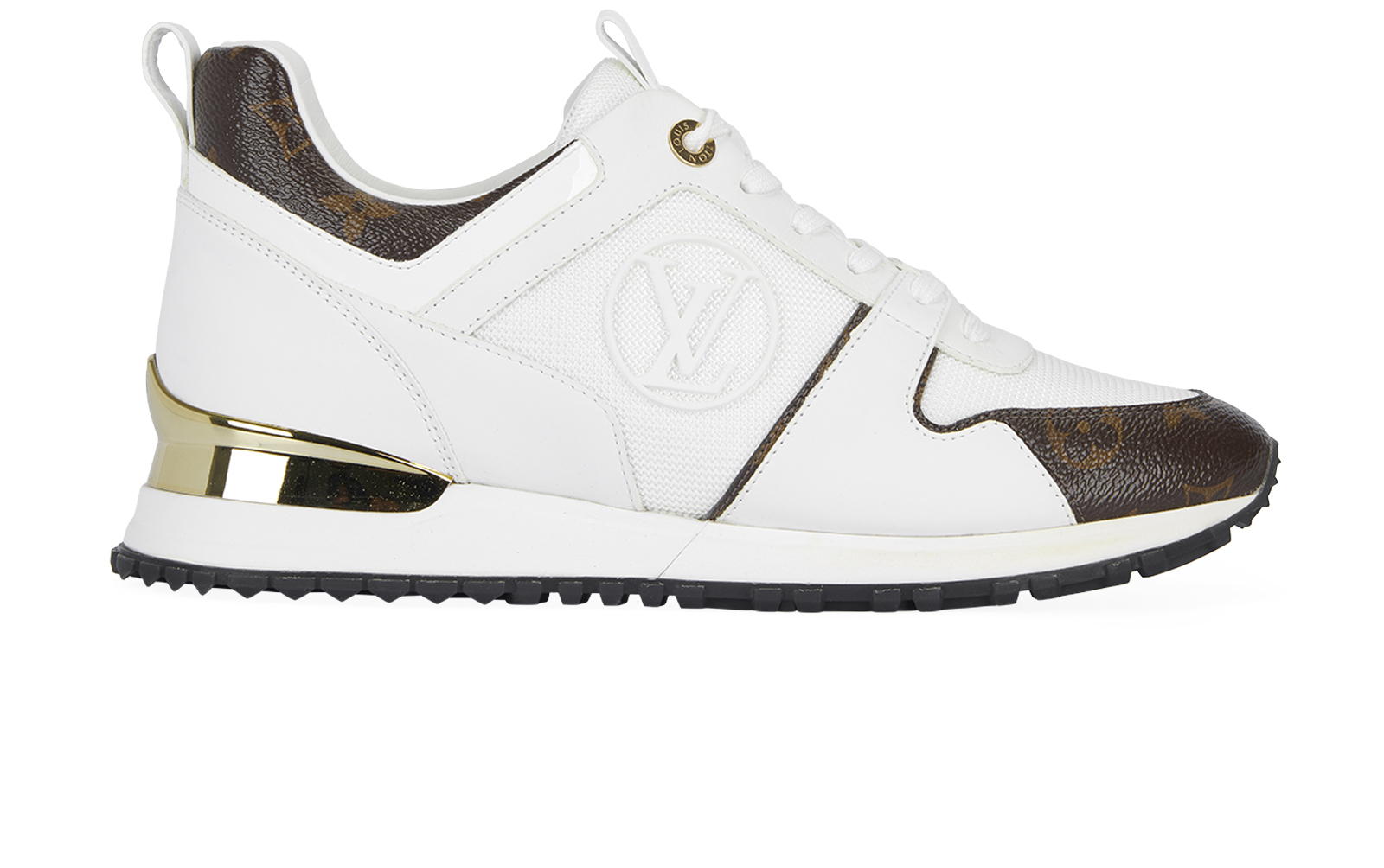 Louis Vuitton Run Away Trainers. White/Gold Leather, Trainers