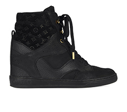 Louis Vuitton Cliff Top Wedge Trainers, Suede, Black, 2, B, 1*