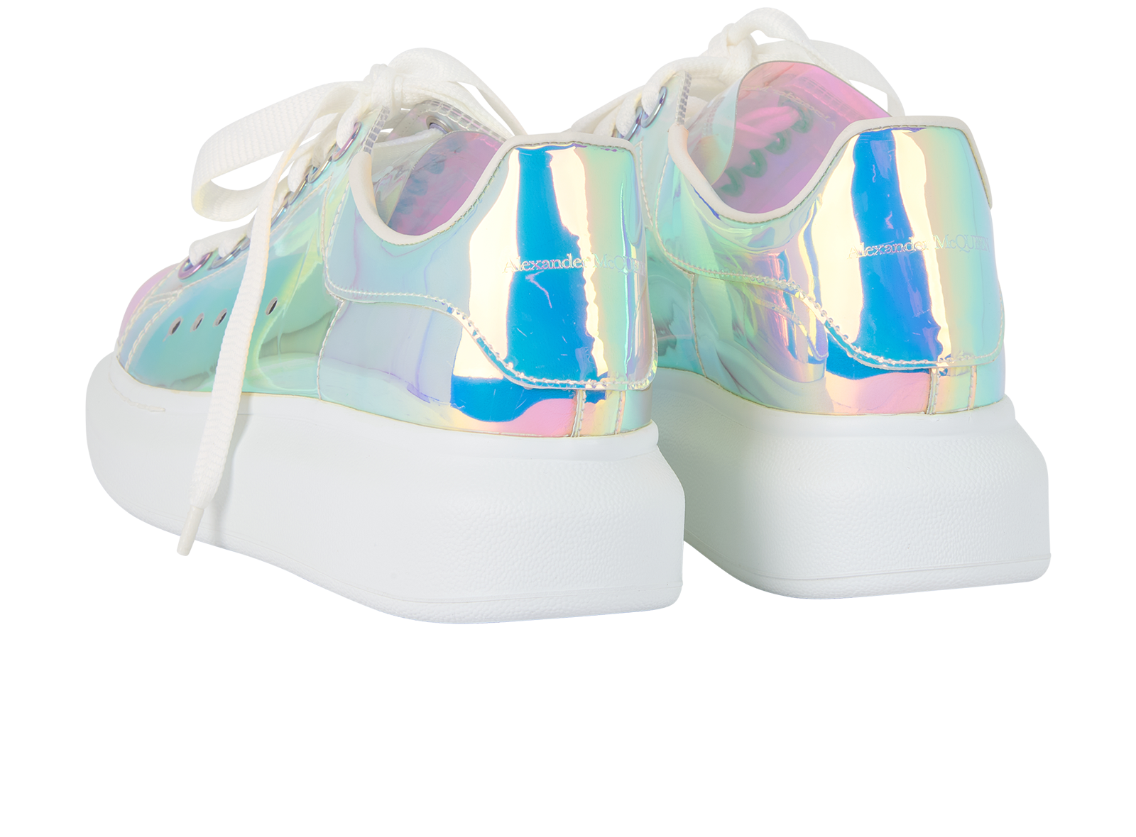 Alexander McQueen Iridescent Trainers, &pound;220, Shoes, Silver, Plastic, Back view
