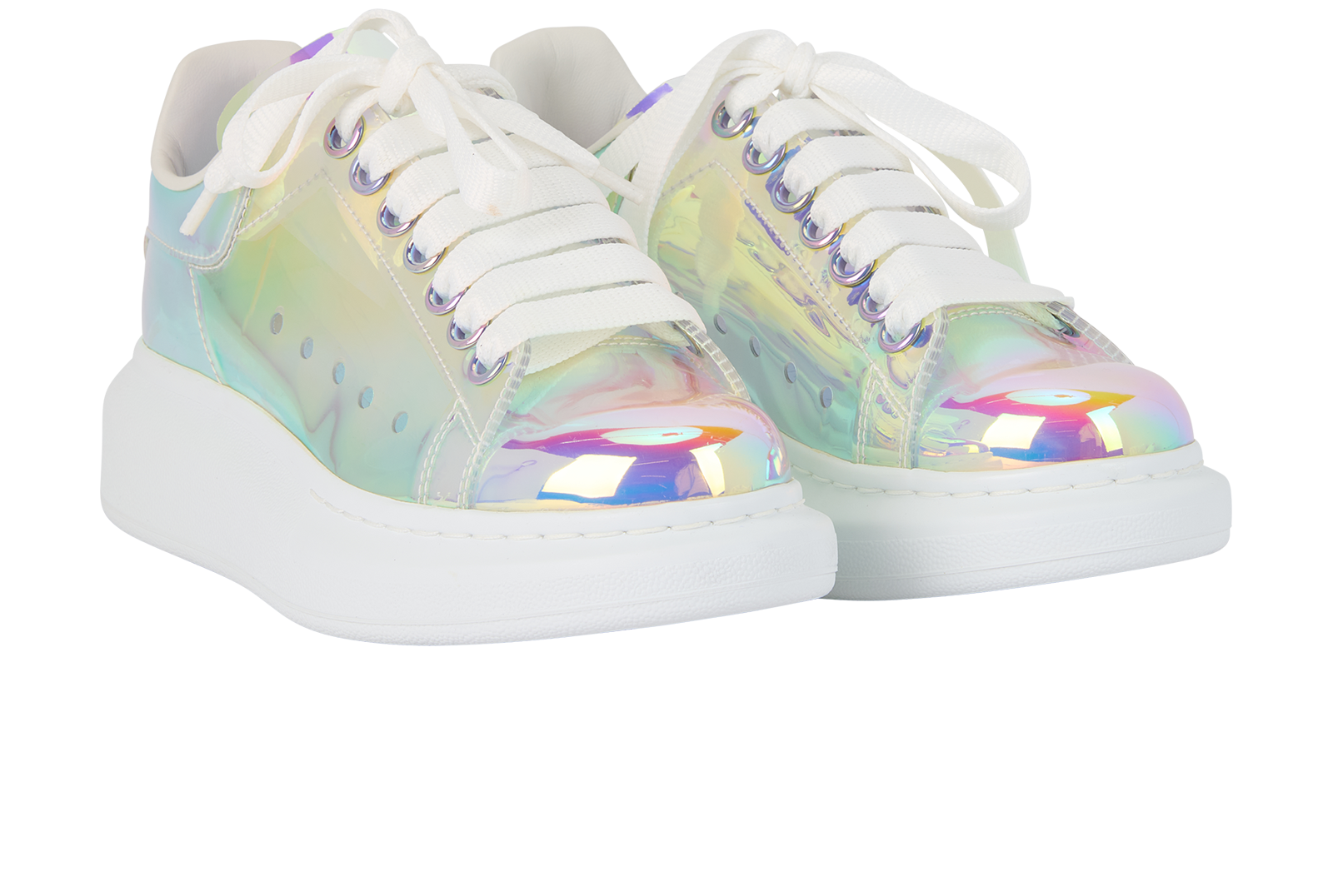 Alexander McQueen Iridescent Trainers, &pound;220, Shoes, Silver, Plastic, Side view